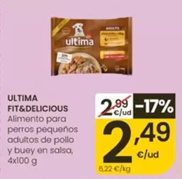 Ultima - Fit&Delicious Alimento Para Perros Pequenos Adultos De Pollo Y Buey En Salsa