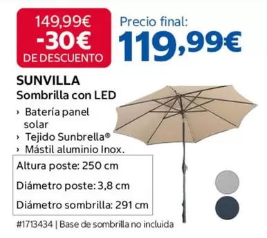 Solar - Sunvilla Sombrilla Con Led