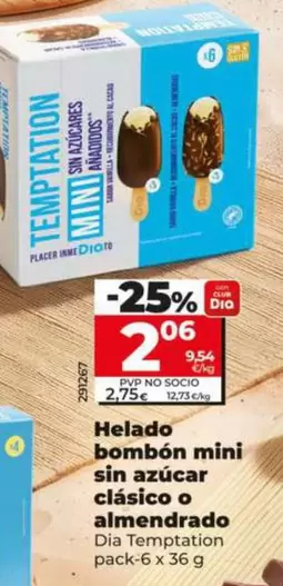 Dia - Helado Bombón Mini Sin Azúcar Clasico O Almendrado