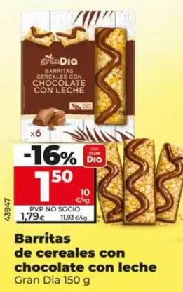 Dia - Barritas De Cereales Con Chocolate Con Leche