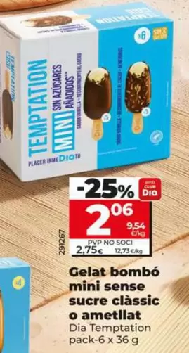 Dia - Gelat Bombo Mini Sense Sucre Clàssic O Ametllat