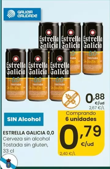 Estrella Galicia - 0,0 Cerveza Sin Alcohol Tostada Sin Gluten