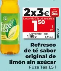 Fuze Tea - Refresco De Te Sabor Original De Limon Sin Azucar