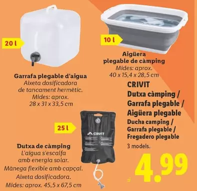 Crivit - Ducha Camping/Garrafa Plegable/Fregadero Plegable