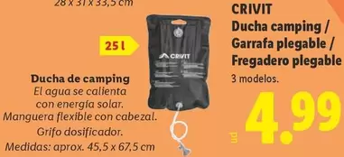 Crivit - Ducha Camping/ Garrafa Plegable/ Fregadero Plegable