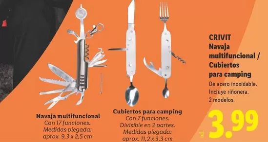 Crivit - Navaja Multifuncional/Cubiertos Para Camping