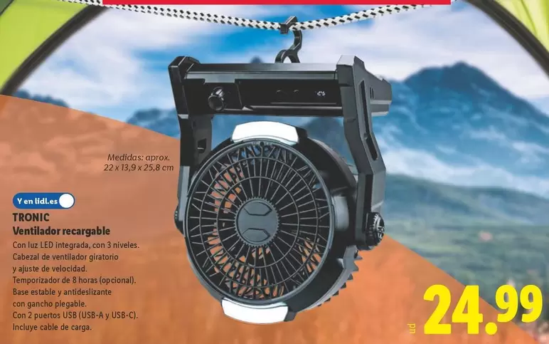 Tronic - Ventilador Recargable