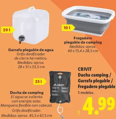 Crivit - Ducha Camping/ Garrafa Plegable/ Fregadero Plegable
