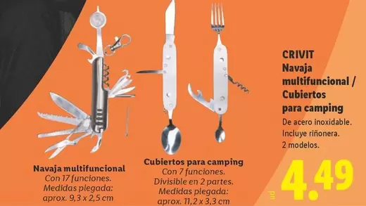 Crivit - Navaja Multifuncional/Cubiertos Para Camping