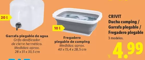 Crivit - Ducha camping/Garrafa plegable/Fregadero Plegable