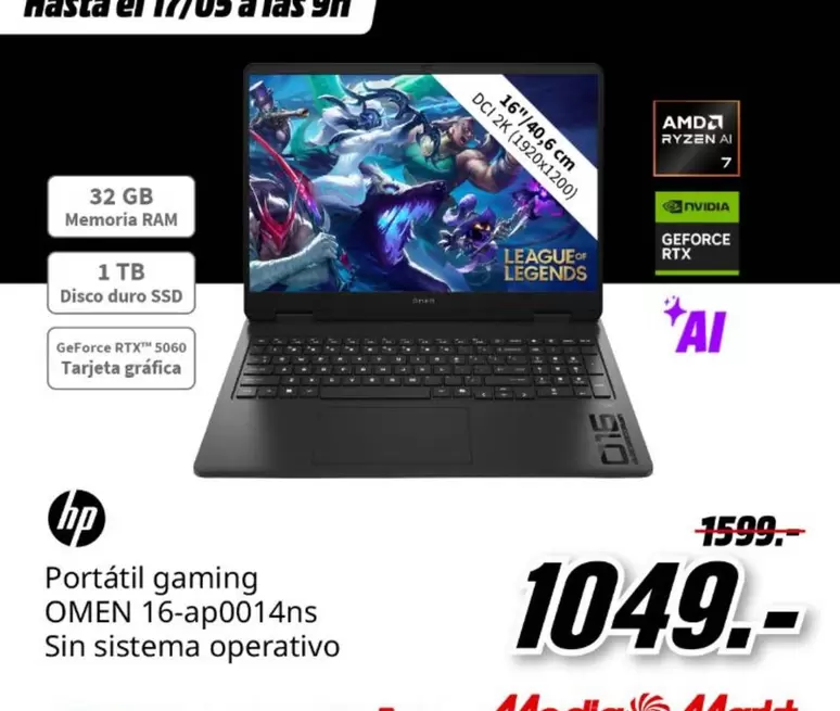 HP - Portátil Gaming 16-ap0014ns