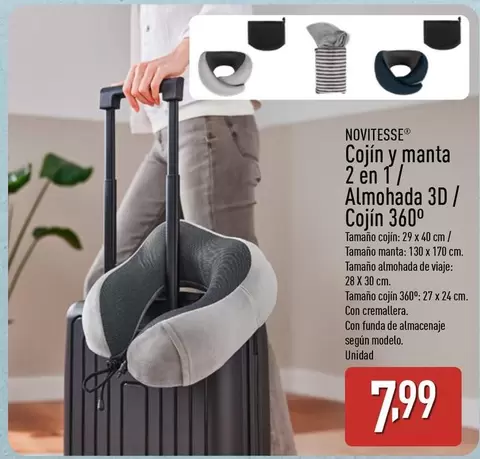 Novitesse - Cojin Y Manta 2 En 1/Almohada 3D/Cojin 360