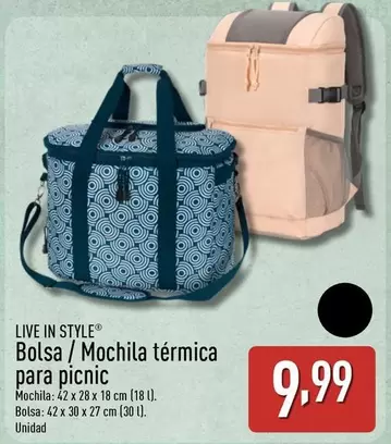 Live In Style - Bolsa/Mochila Termica Para Picnic