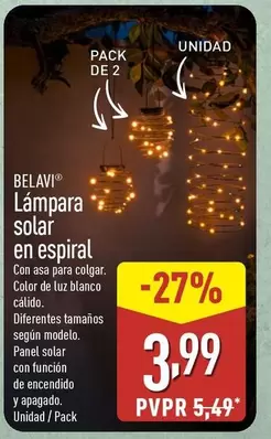Belavi - Lampara Solar En Espiral