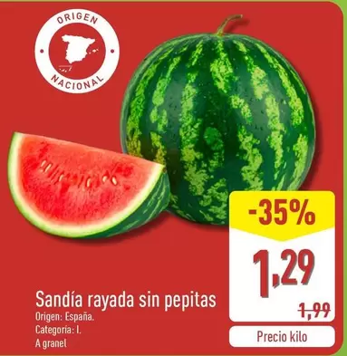 Sandía Rayada Sin Pepitas