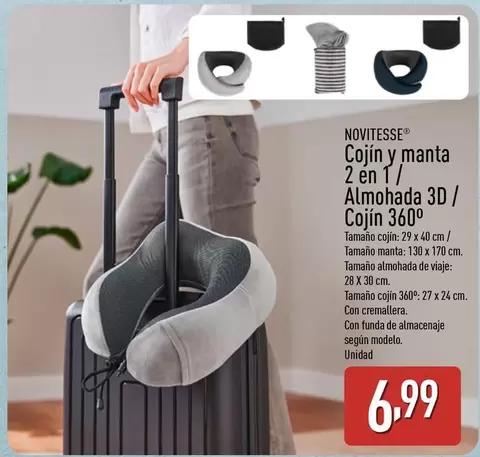 Novitesse - Cojin Y Manta 2 En 1/Almohada 3D/Cojin 360