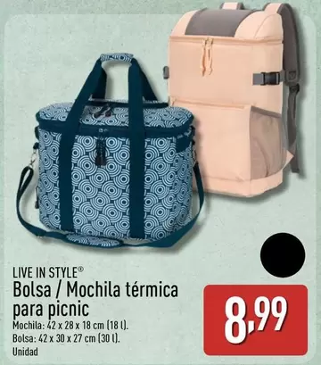 Live In Style - Bolsa/Mochila Termica Para Picnic