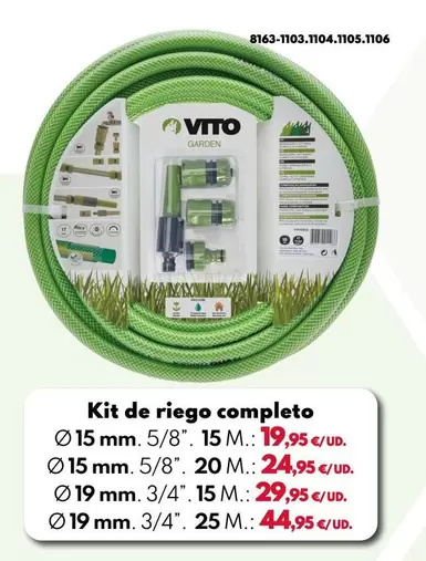 Vito Garden - Kit Riego Completo Manguera Ø 15mm 5/8" - 15M