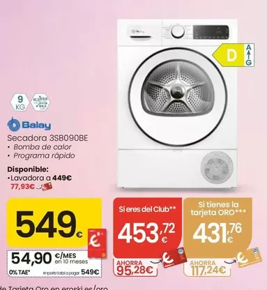 Balay - Secadora 3SB090BE