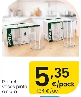 Pack 4 Vasos Pinta O Sidra