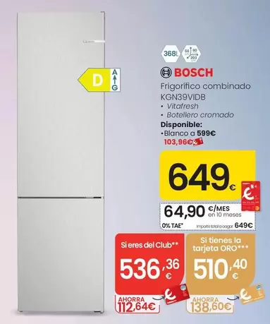 Bosch - Frigorifico Combinado Kgn39vidb