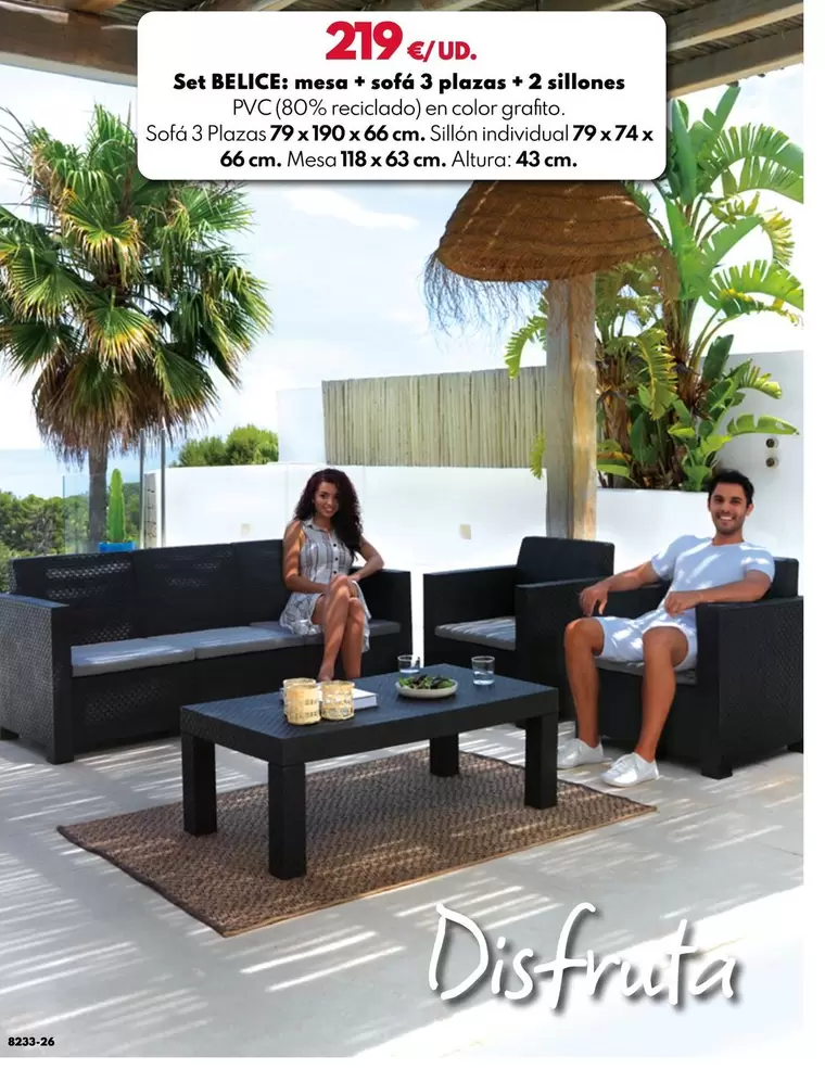 Set BELICE: Mesa + Sofá 3 Plazas + 2 Sillones