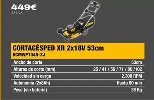 Dewalt - Cortacésped XR 2x18V DCMWP134N-XJ
