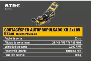 Dewalt - Cortacésped Autopropulsado XR 2x18V DCMWSP156N-XJ