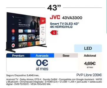 JVC - Smart Tv Oled 43" 4k Hdr10/fllg