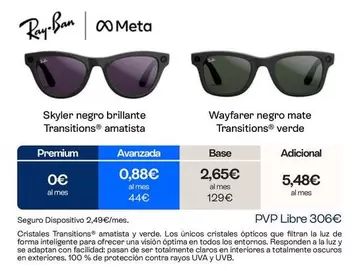 Ray-Ban - Skyler Negro Brillante Transitions Amatista / Wayfarer Negro Mate Transition Verde