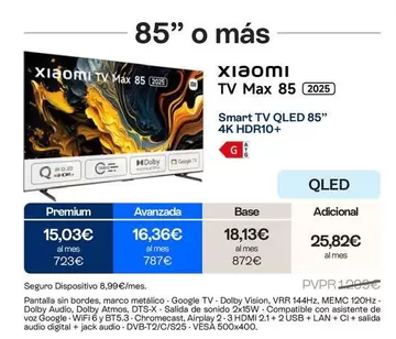 Xiaomi - Smart TV QLED 85" 4K HDR10+