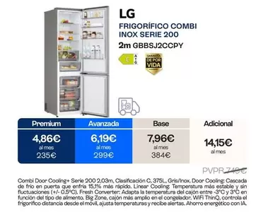 LG - Frigorifico Combi Inox Serie 200 GBBSJ2CCPY