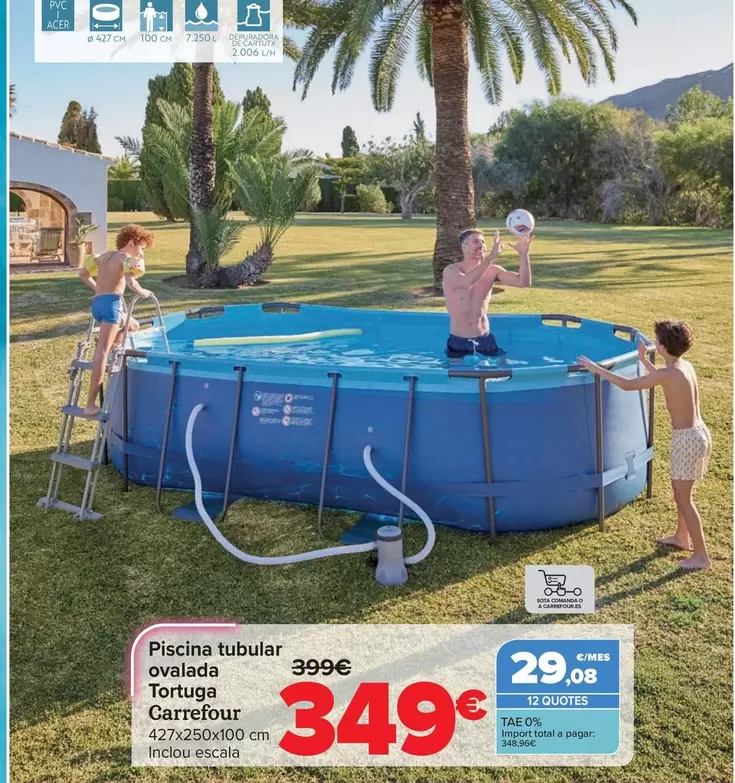 Carrefour - Piscina Tubular Ovalada Tortuga