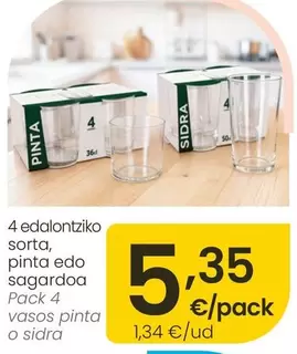 Pack 4 Vasos Pinta O Sidra