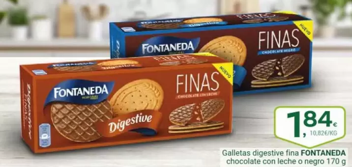 Fontaneda - Galletas Digestive Fina Chocolate Con Leche O Negro
