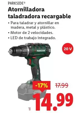 Parkside - Atornilladora Taladradora Recargable