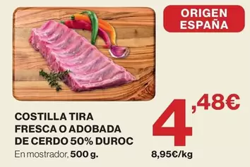duroc - Costilla Tira Fresca O Adobada De Cerdo 50% Duroc