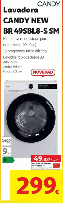 Candy - Lavadora BR 49SBL8-S SM