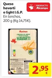 Queso Havarti IGP Lonchas Auchan 200g
