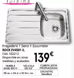 Fregadero 1 Seno 1 Escurridor Rock Ev4501 Il