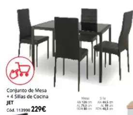 jet - Conjunto De Mesa + 4 Sillas De Cocina Jet