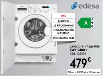 Edesa - Lavadora Integrable Ewf-900
