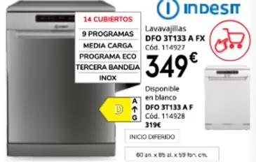 Indesit - Lavavajillas 3t133 A Fx