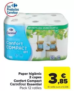 carrefour - Paper Higienic 2 Capes Confort Compact Essential