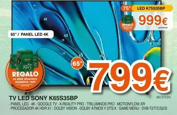Sony - TV Led K65S35BP 65"/ Panel 4K, 75" K75S35BP