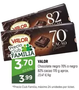 Valor - Chocolate Negro 70% O Negro 82% Cacao
