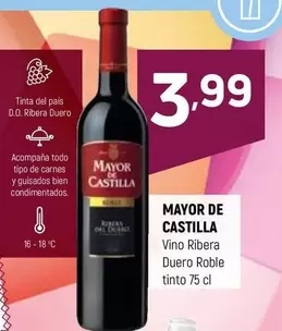 Mayor De Castilla - Vino Ribera Duero Roble Tinto