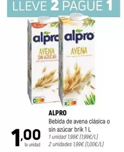 Alpro - Bebida De Avena Clasica O Sin Azucar