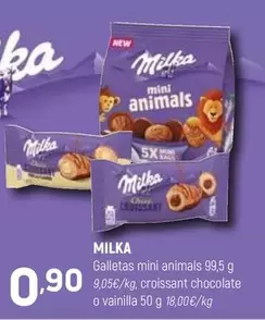 Milka - Galletas Mini Animals, Croissants Chocolate O Vainilla