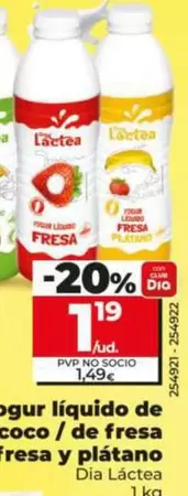 Dia Lactea - Yogur Liquido De Pina Y Coco/ De Fresa/ De Fresa Y Platano